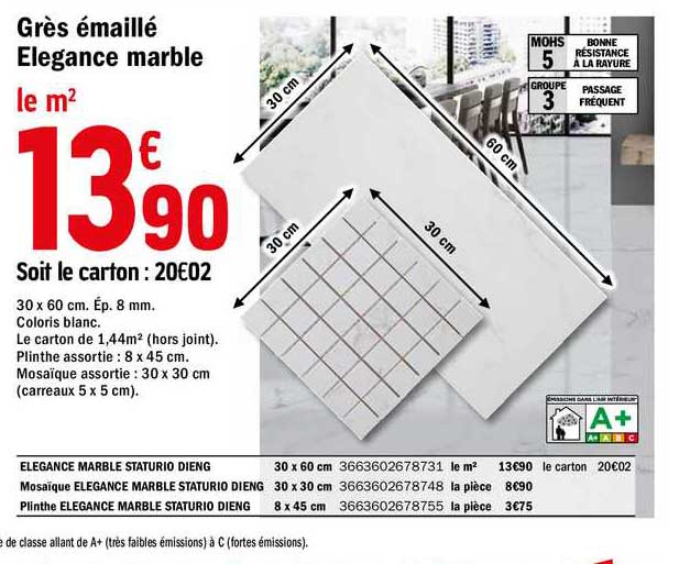 grès émaillé elegance marble