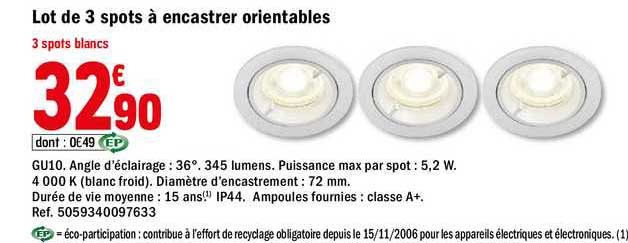Lot De 3 Spots à Encastrer Orientables