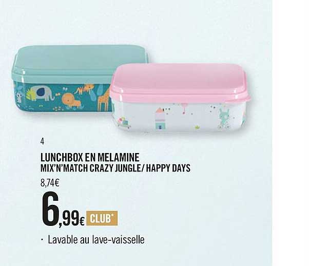 lunchbox en melamine mix'n'match crazy jungle - happy days