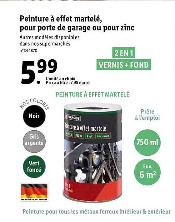 peinture à effet martelé, pour porte de garage ou pour zinc parkside