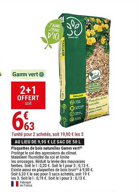 plaquettes de bois naturelles gamm vert