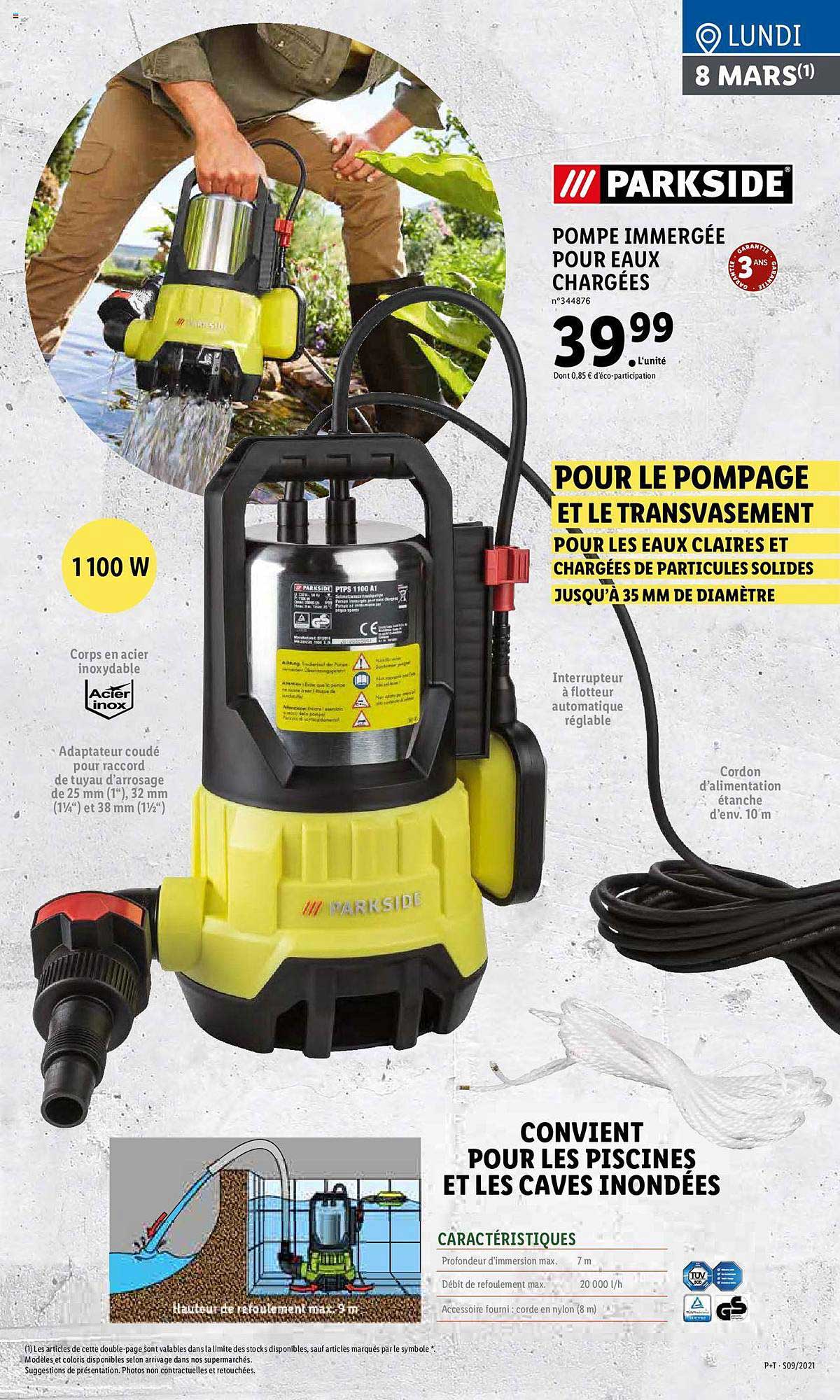 Pompe Immergée Pour Eaux Chargées Parkside