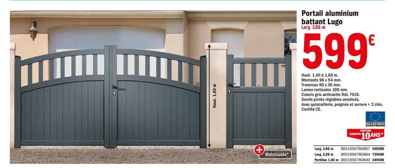 Portail Aluminium Battant Lugo