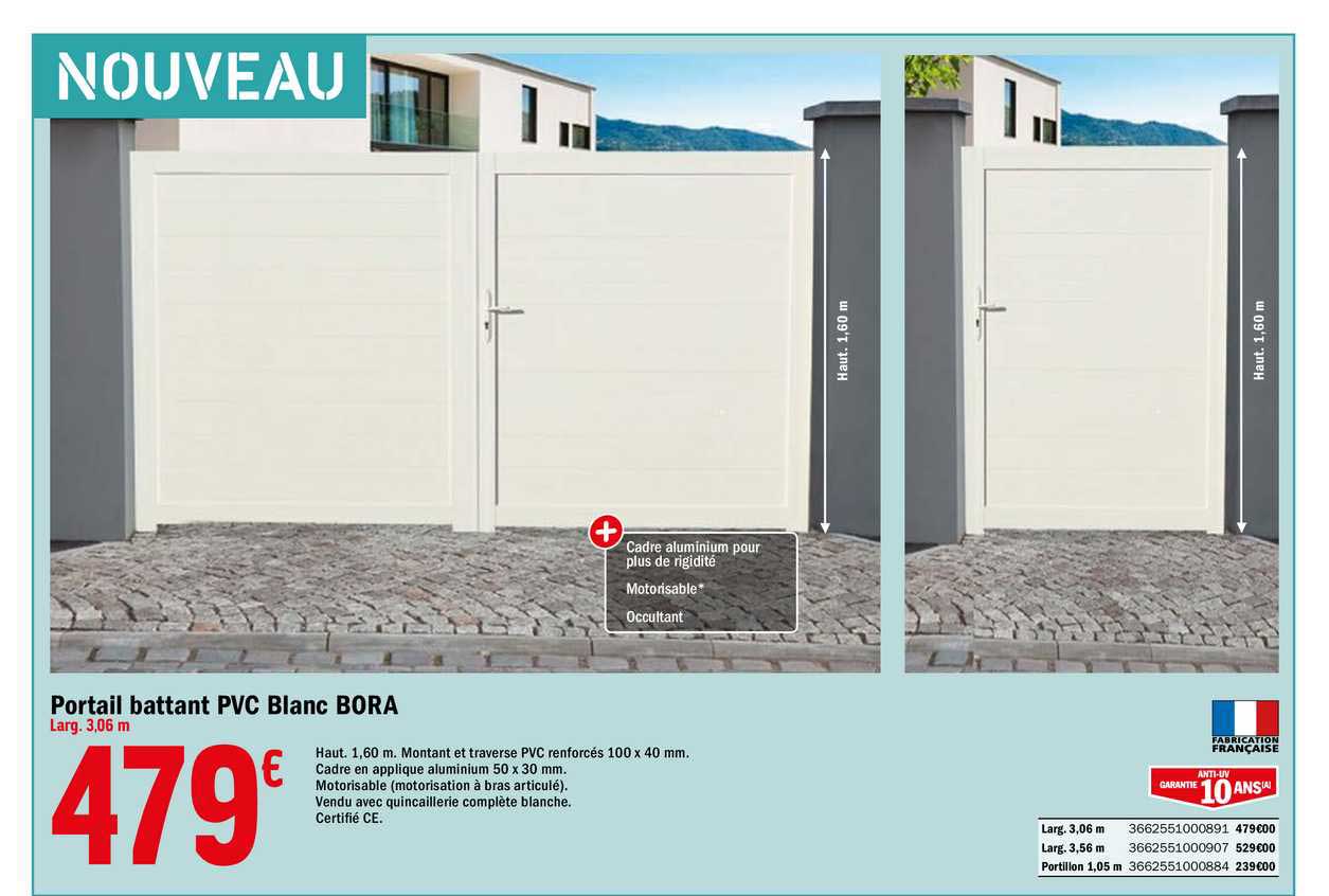 Portail Battant Pvc Blanc Bora
