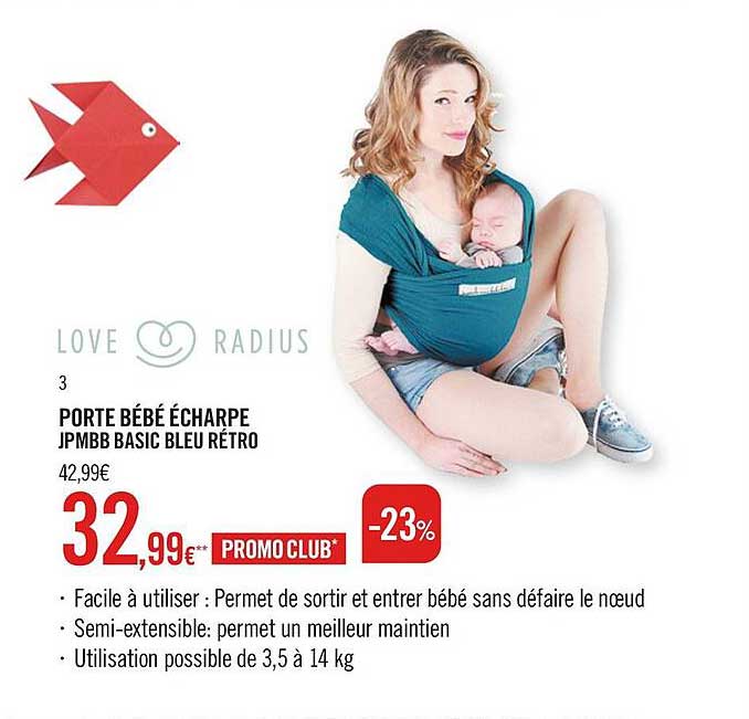 porte bébé écharpe jpmbb basic bleu rétro love & radius
