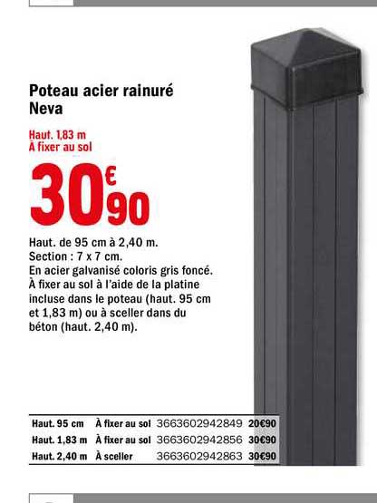 poteau acier rainuré neva