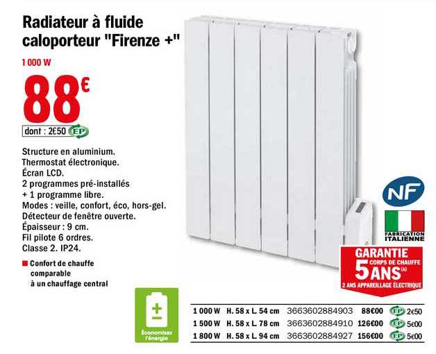 radiateur à fluide caloporteur "firenze +"