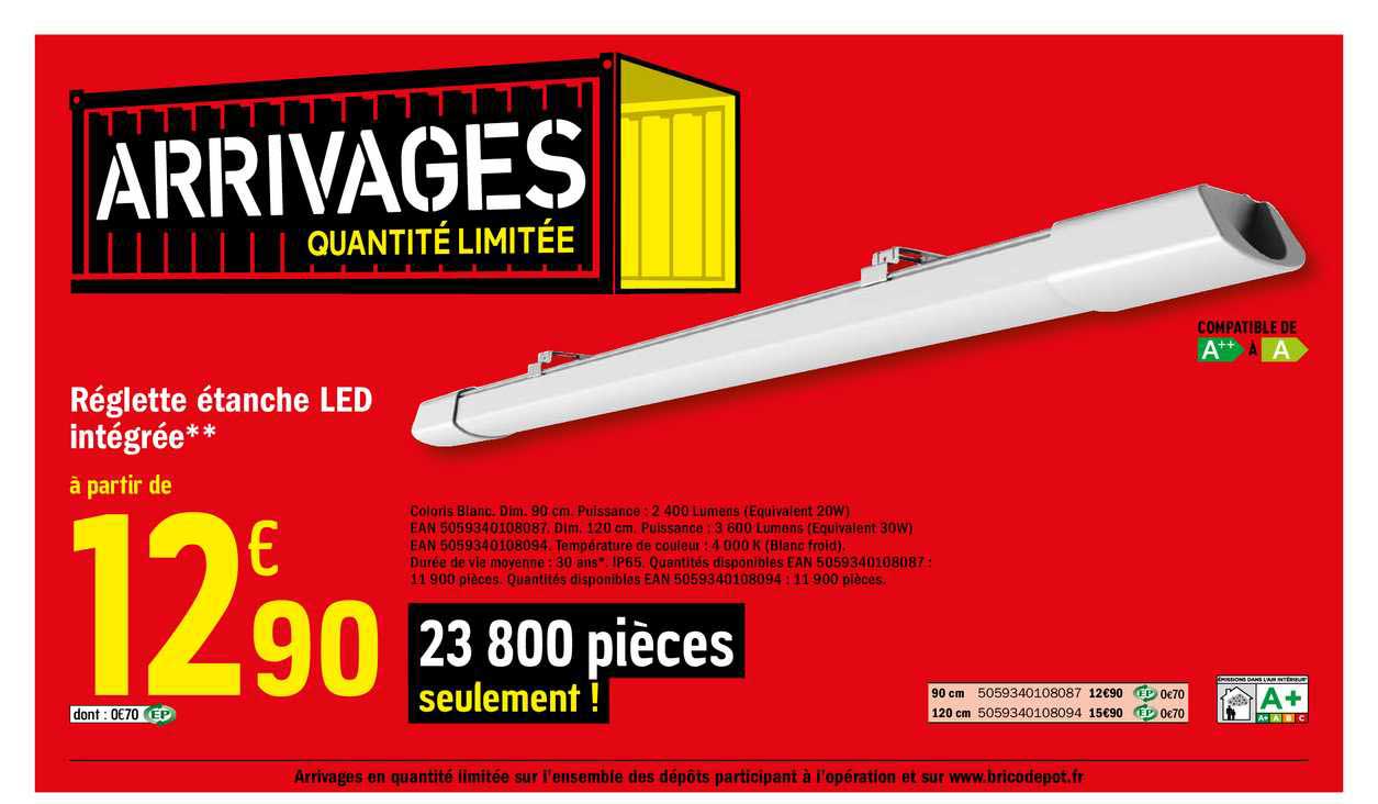 réglette étanche led intégrée