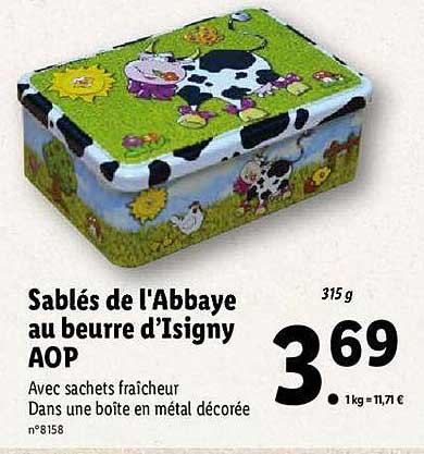 sablés de l'abbaye au beurre d'isigny aop