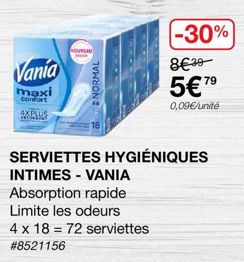 serviettes hygiéniques intimes - vania