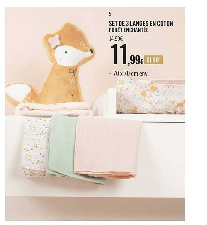 Set De 3 Langes En Coton Forêt Enchantée