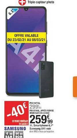 Smartphone 6,1" Samsung A41 Noir