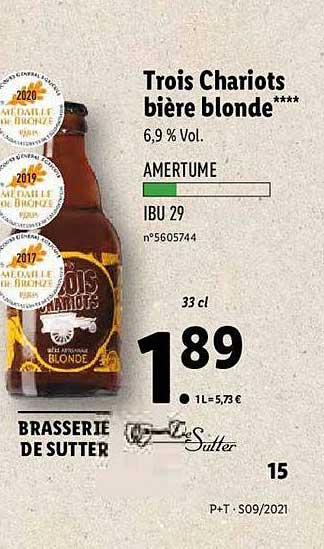 trois chariots bière blonde
