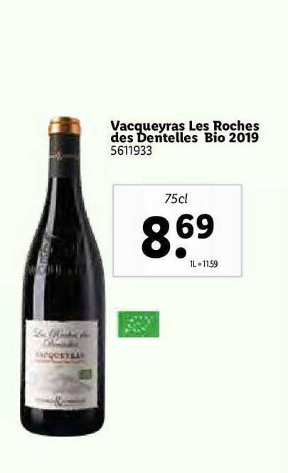 vacqueyras les roches des dentelles bio 2019