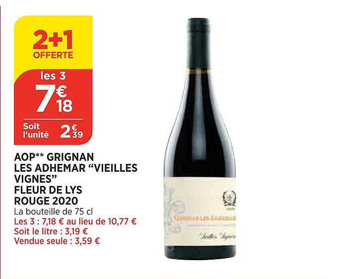 aop grignan les adhémar "vieilles vignes" fleur de lys rouge 2020