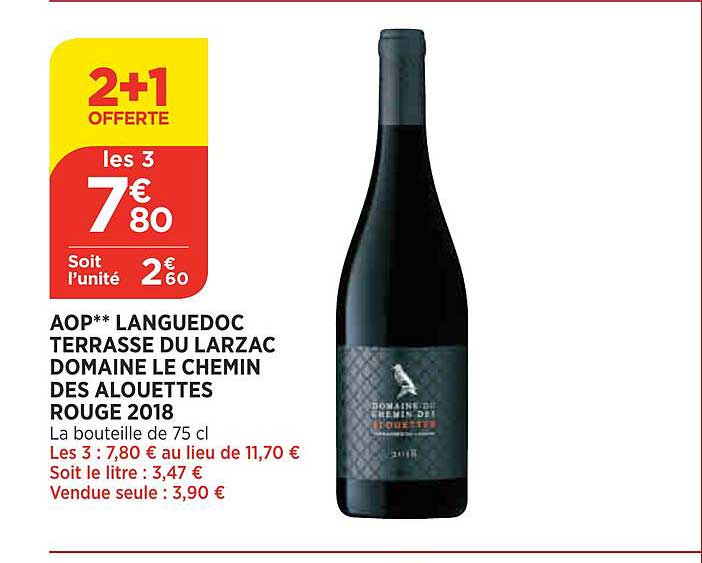 aop languedoc terrasse du larzac domaine le chemin des alouettes rouge 2018