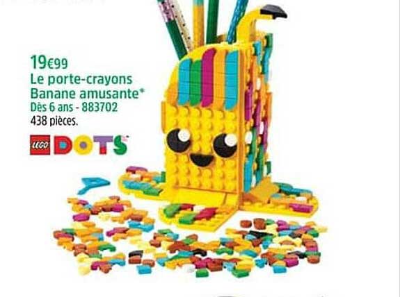 le porte-crayons banane amusante lego dots