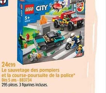 le sauvetage des pompiers et la course-poursuite de la police lego city