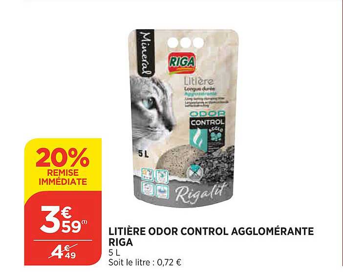 litière odor control agglomérante riga