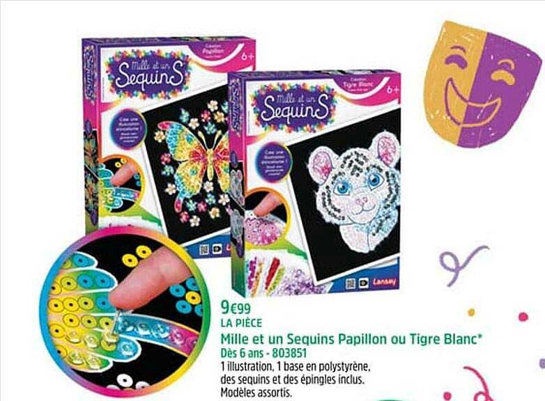 mille et un sequins papillon ou tigre blanc