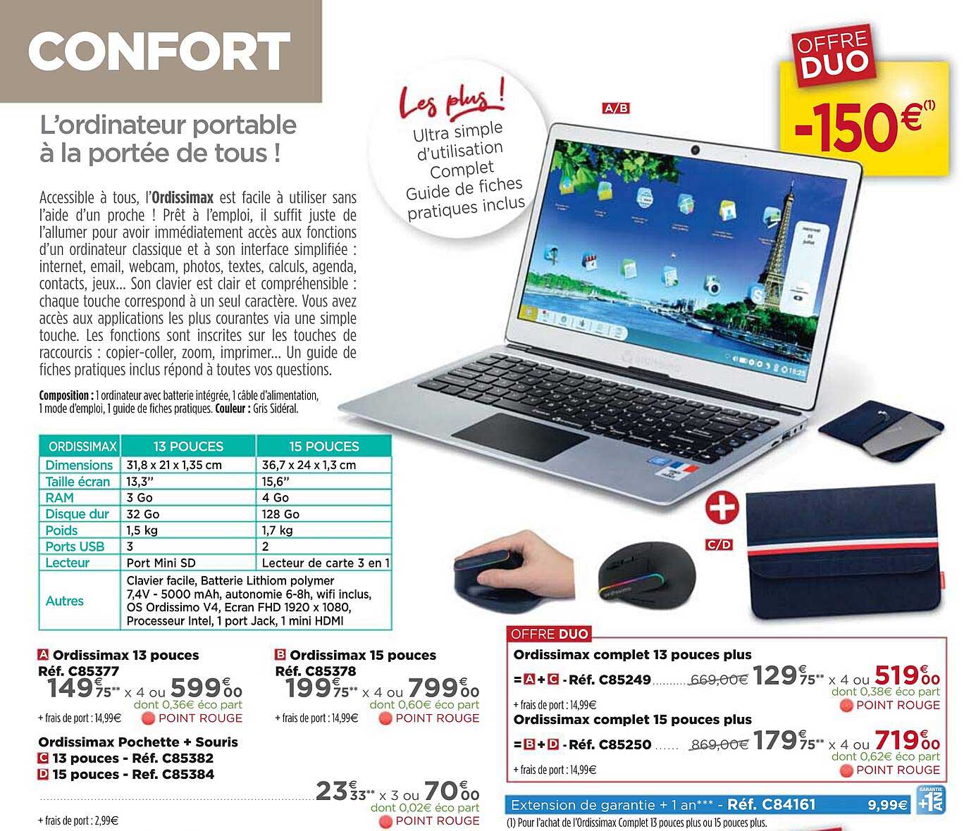 ordissimax 13 pouces, 15 pouces, ordissimax pochette + souris