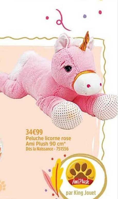 peluche licorne rose ami plush 90 cm
