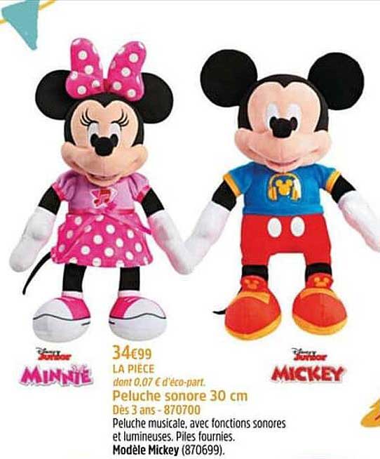 Peluche Sonore 30 Cm Minnie, Mickey