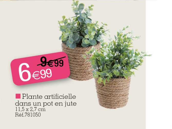 plante artificielle dans un pot en jute