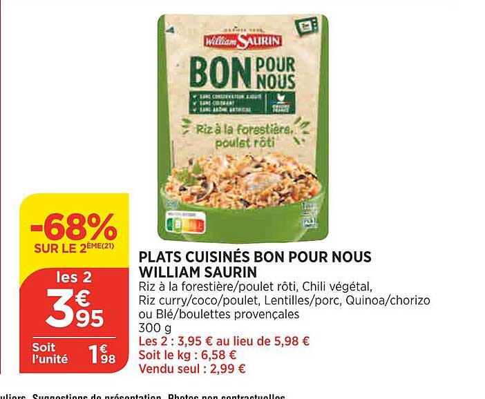 plats cuisinés bon pour nous william saurin
