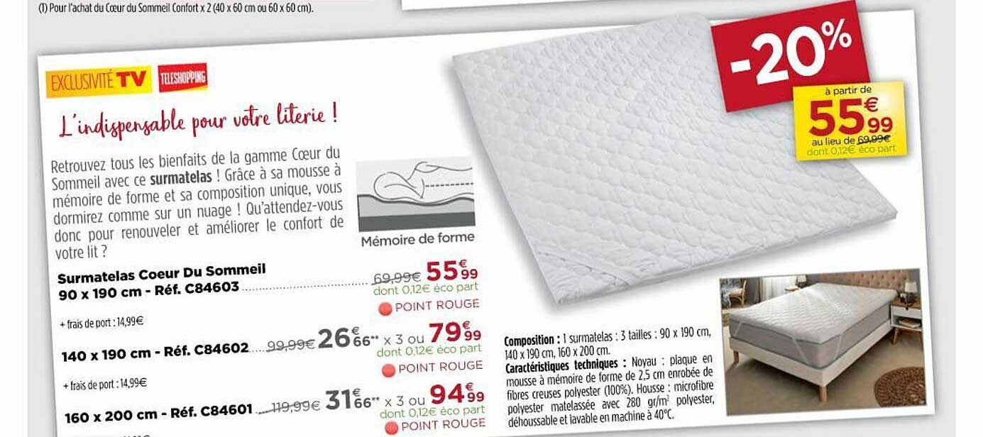 surmatelas cœur du sommeil