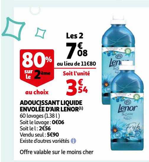 adoucissant liquide envolée d'air lenor