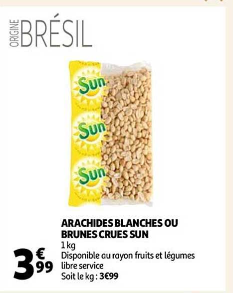 arachides blanches ou brunes crues sun