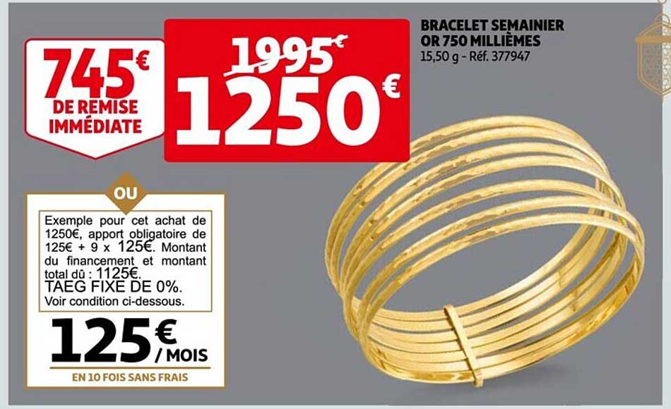 Bracelet Semainier Or 750 Millièmes