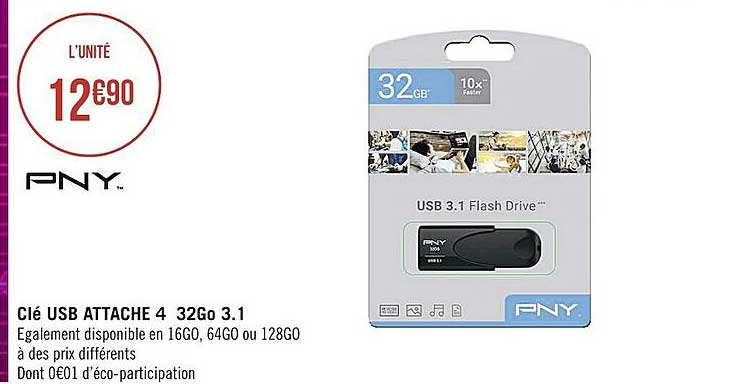 clé usb attache 4 32 go 3.1 pny