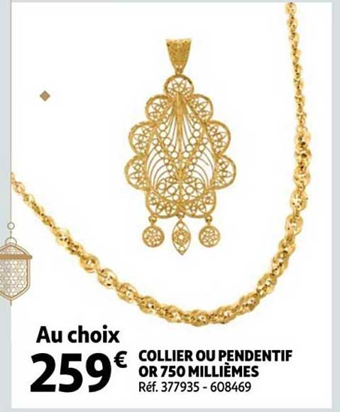 collier ou pendentif or 750 millièmes