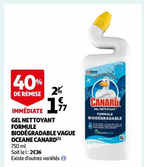 gel nettoyant formule biodégradable vague océane canard