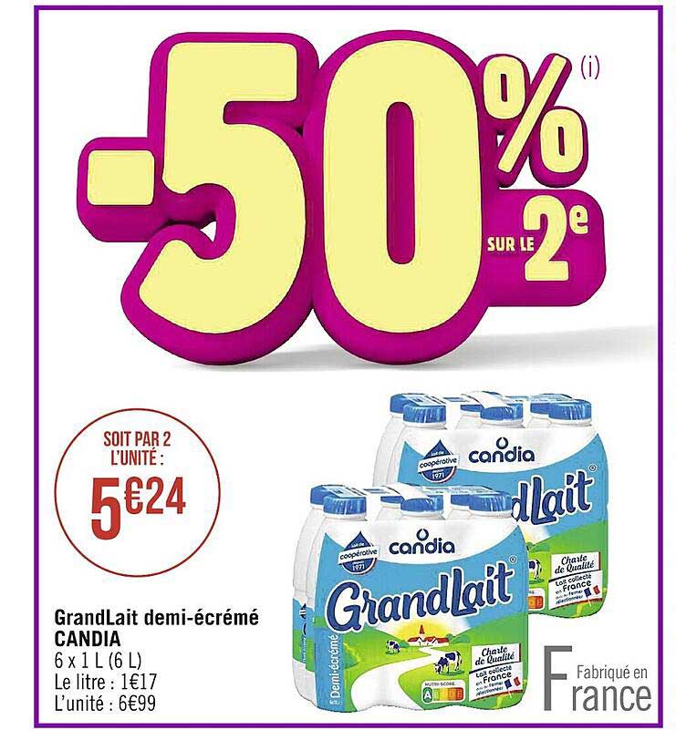 grandLait demi-écrémé candia