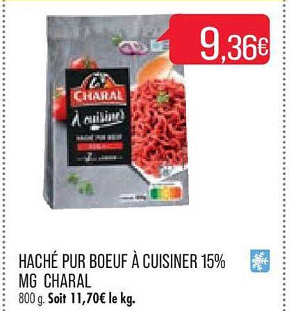 haché pur bœuf à cuisiner 15% mg charal