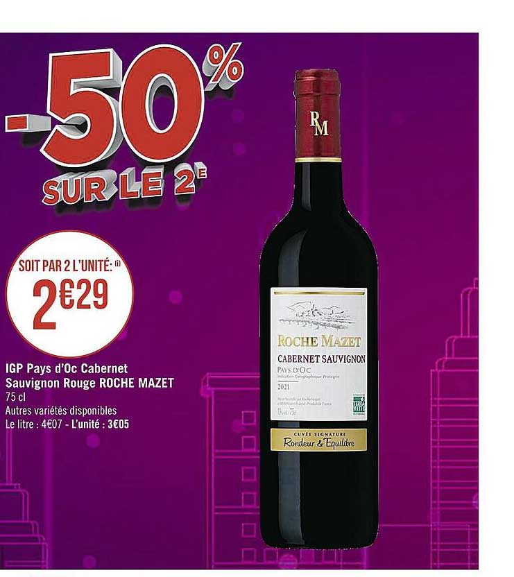 igp pays d'oc cabernet sauvignon rouge roche mazet