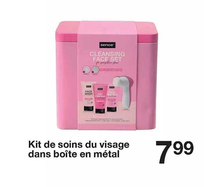 kit de soins du visage dans boîte en métal
