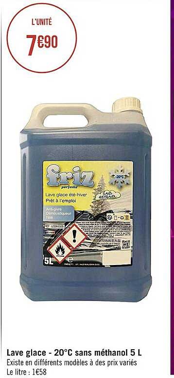 lave glace -20°c sans méthanol 5 l