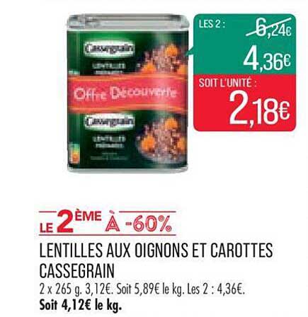 Lentilles Aux Oignons Et Carottes Cassegrain