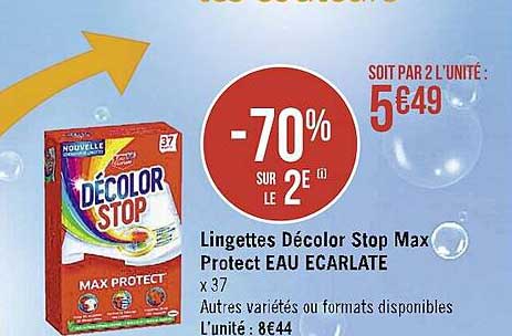 lingettes décolor stop max protect eau écarlate
