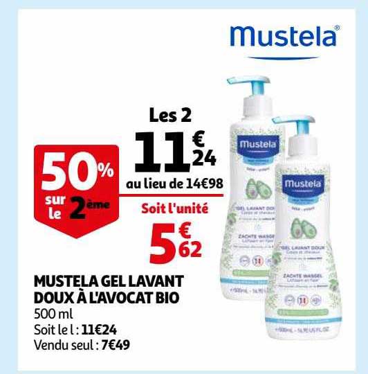 mustela gel lavant doux à l'avocat bio