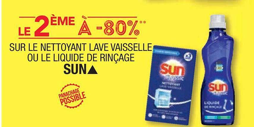 nettoyant lave vaisselle ou le liquide de rinçage sun