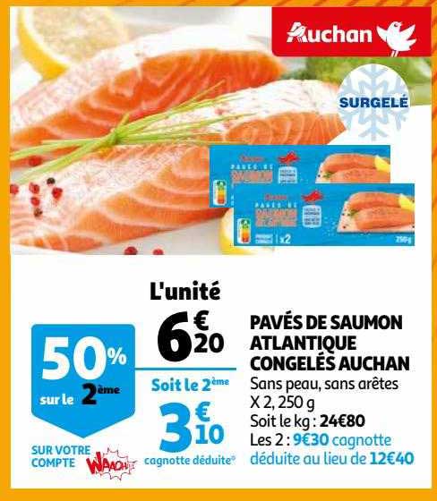 Pavés De Saumon Atlantique Congelés Auchan