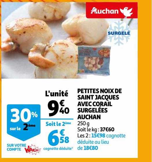 petites noix de saint jacques avec corail surgelées auchan