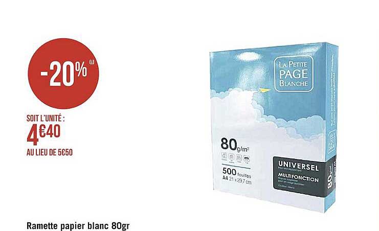ramette papier blanc 80gr
