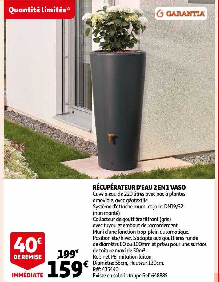 récupérateur d'eau 2 en 1 vaso garantia