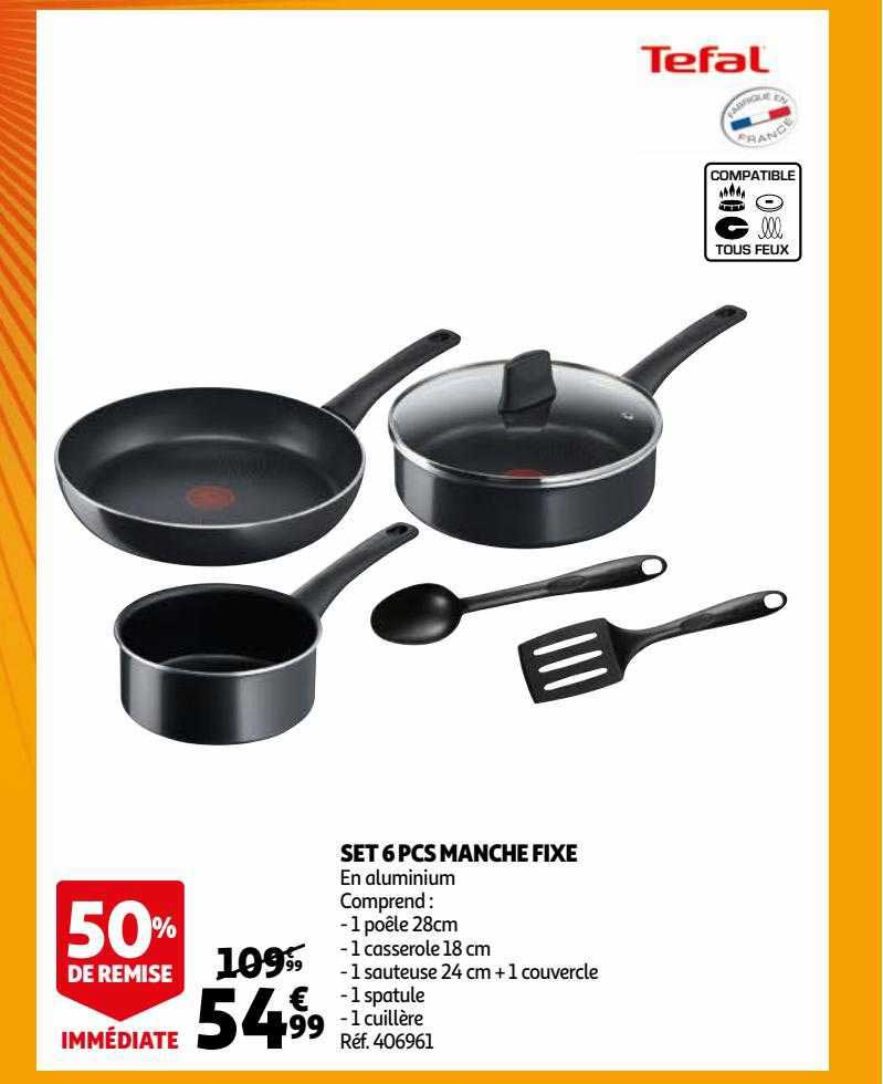 set 6 pcs manche fixe tefal